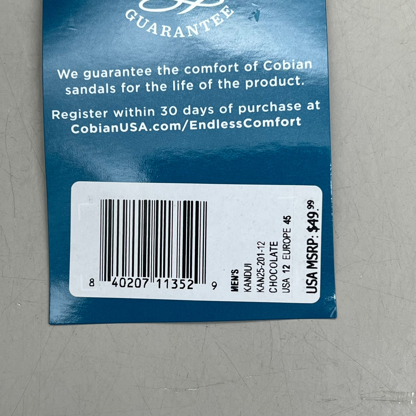 COBIAN Kandui Synthetic Leather Strap Men's Sz 12, EU 45 Chocolate KAN25-2011-12
