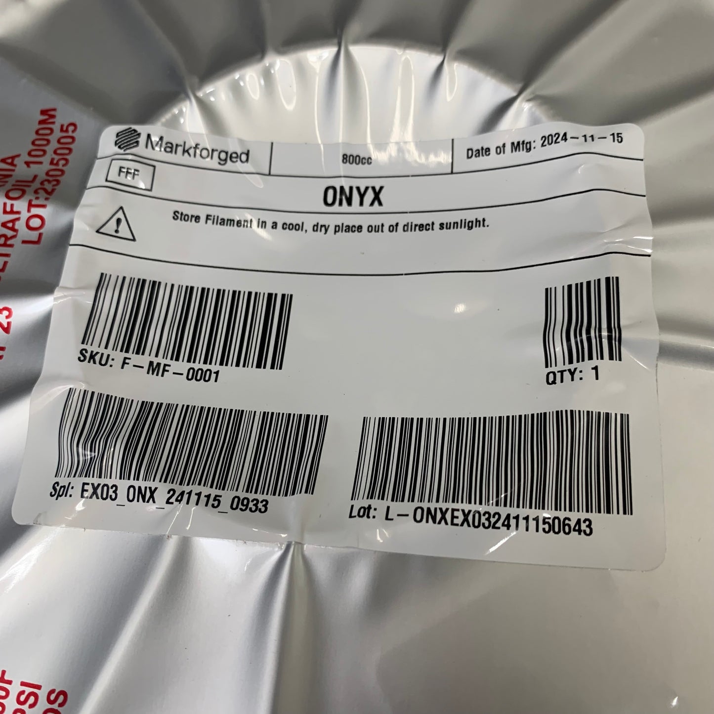 MARKFORGED Onyx 3D Printer Filament Spool 800cc F-MF-0001