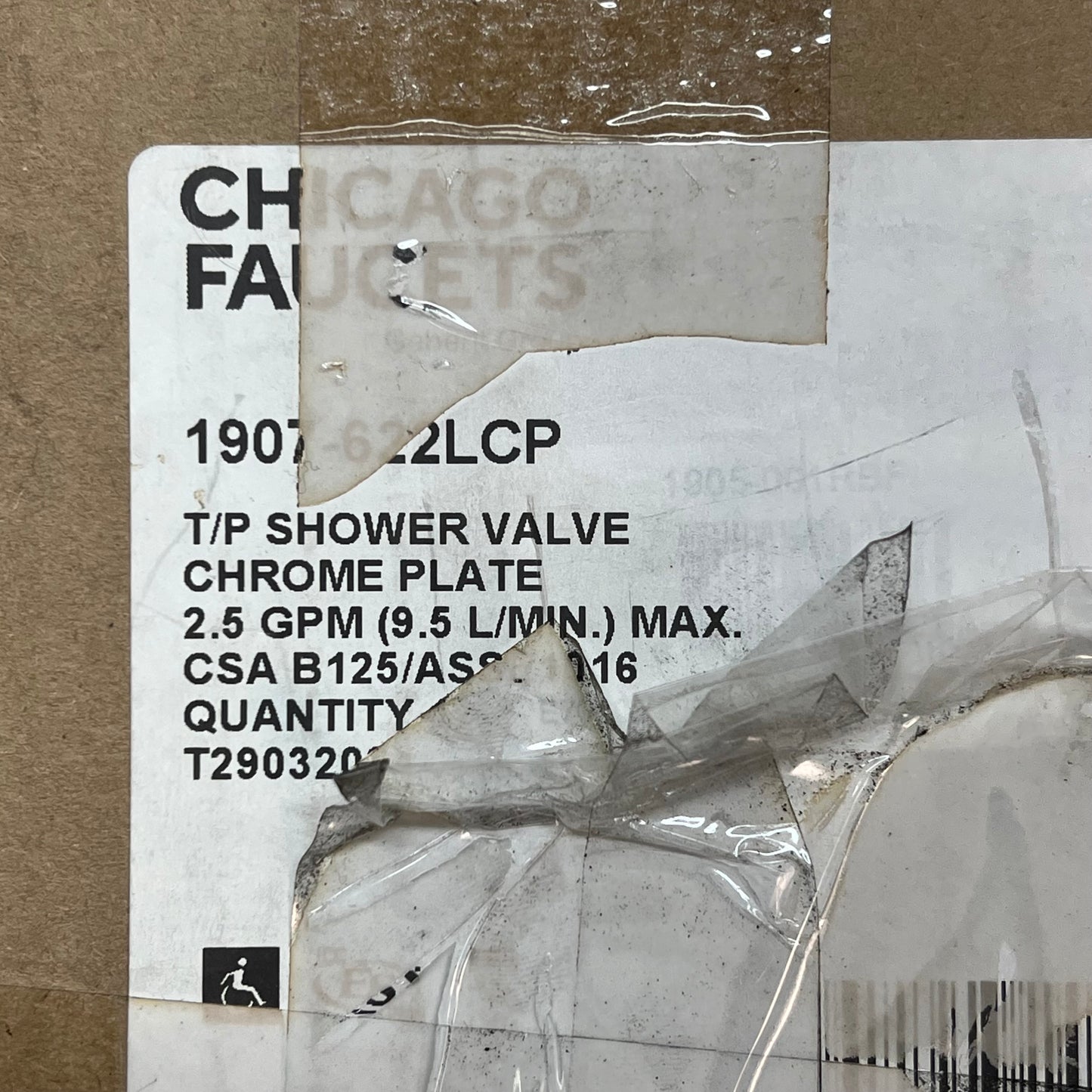 CHICAGO FAUCET Tub & Shower Fitting 1.5" Gpm 80 Psi 20 To 125 Psi 1907-622LCP