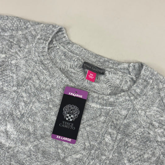 VINCE CAMUTO Cable Knit Sweater Women's Sz-XXL Light Heather Grey SC2895