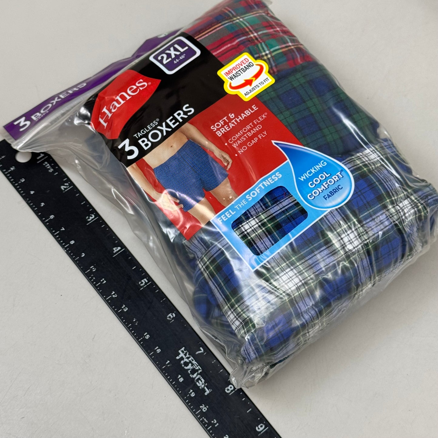 HANES (3 PACK!) Men's Cool Comfort Boxer Briefs Sz 2XL 44-46" Blue/Red/Grey 042390