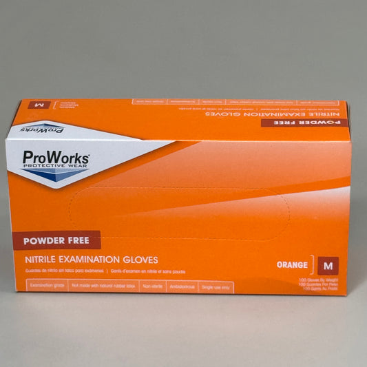 PROWORKS 100 Pack Nitrile Examination Gloves Non-Sterile SZ M