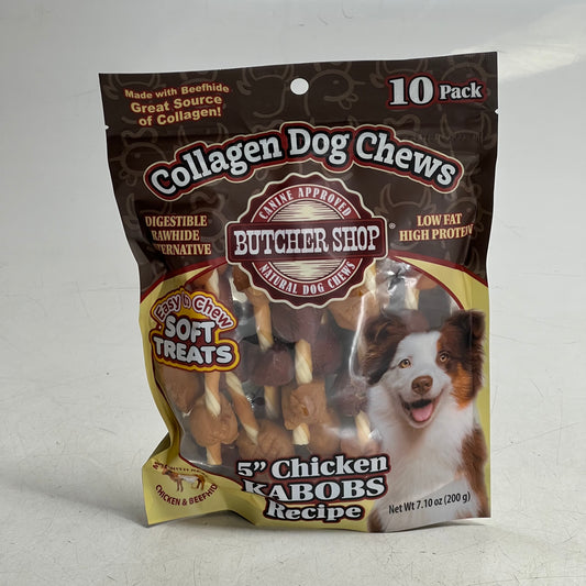 BUTHER SHOP (2 PACK) Natural Dog Chews 5" Chicken Kabobs Recipe 7.10 oz 017838 BB 12/27