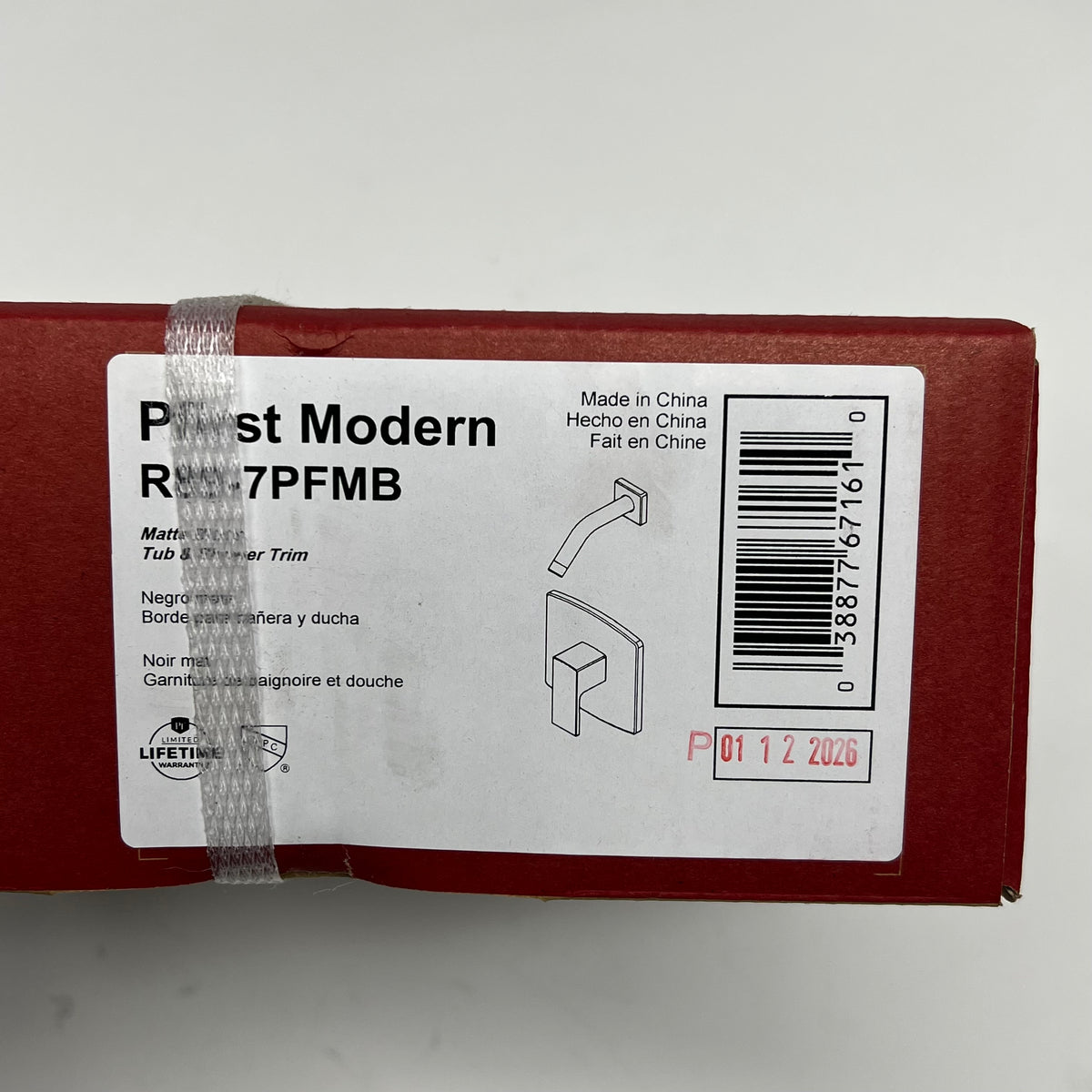 PFISTER Minimalist Modern 1 Handle Shower Trim Kit Matte Black R89-7PFMB
