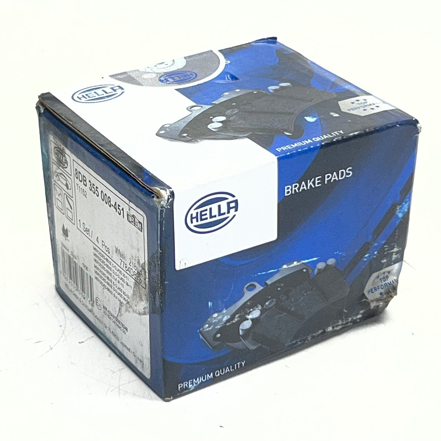 HELLA (4 PACK) Brake Pads Sz 2.3" x 2.3" Black, 8DB355008-451