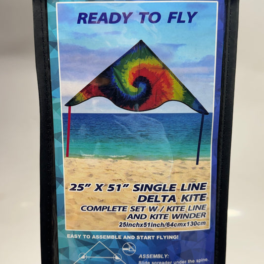 SURFGEAR Single Line Psychedelic Spiral-Designed Delta Kite - Complete Set with Kite Line & Winder Sz 25" x 51" KIT2 DELTA KITE