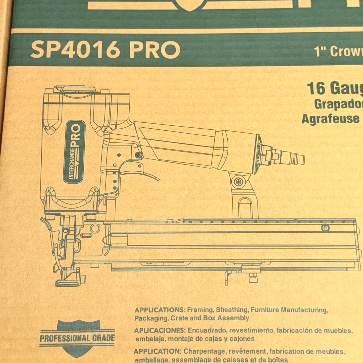 INTERCHANGE BRANDS 16 Gauge Wide Crown Stapler 1" Crown Black SP4016PRO