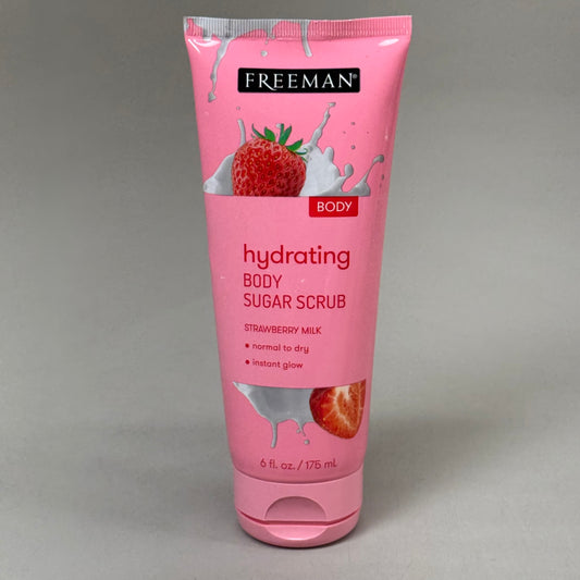 ZA@ FREEMAN (2 PACK) Hydrating Body Sugar Scrub Strawberry Milk Scent 6 fl oz