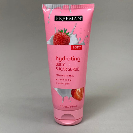 ZA@ FREEMAN (2 PACK) Hydrating Body Sugar Scrub Strawberry Milk Scent 6 fl oz A