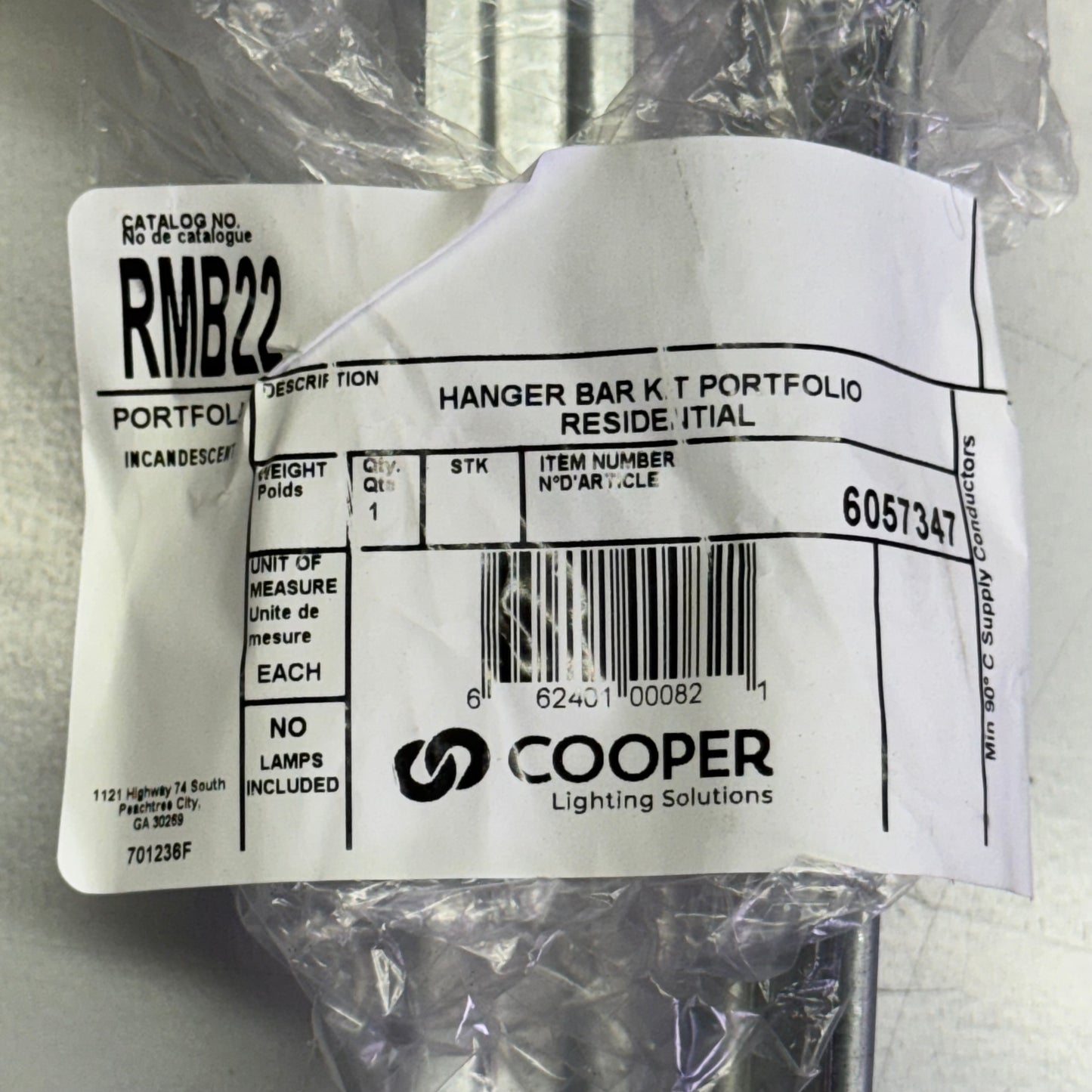 COOPER Hanger Bar K T Portfolio Residential 22"L Grey RMB22