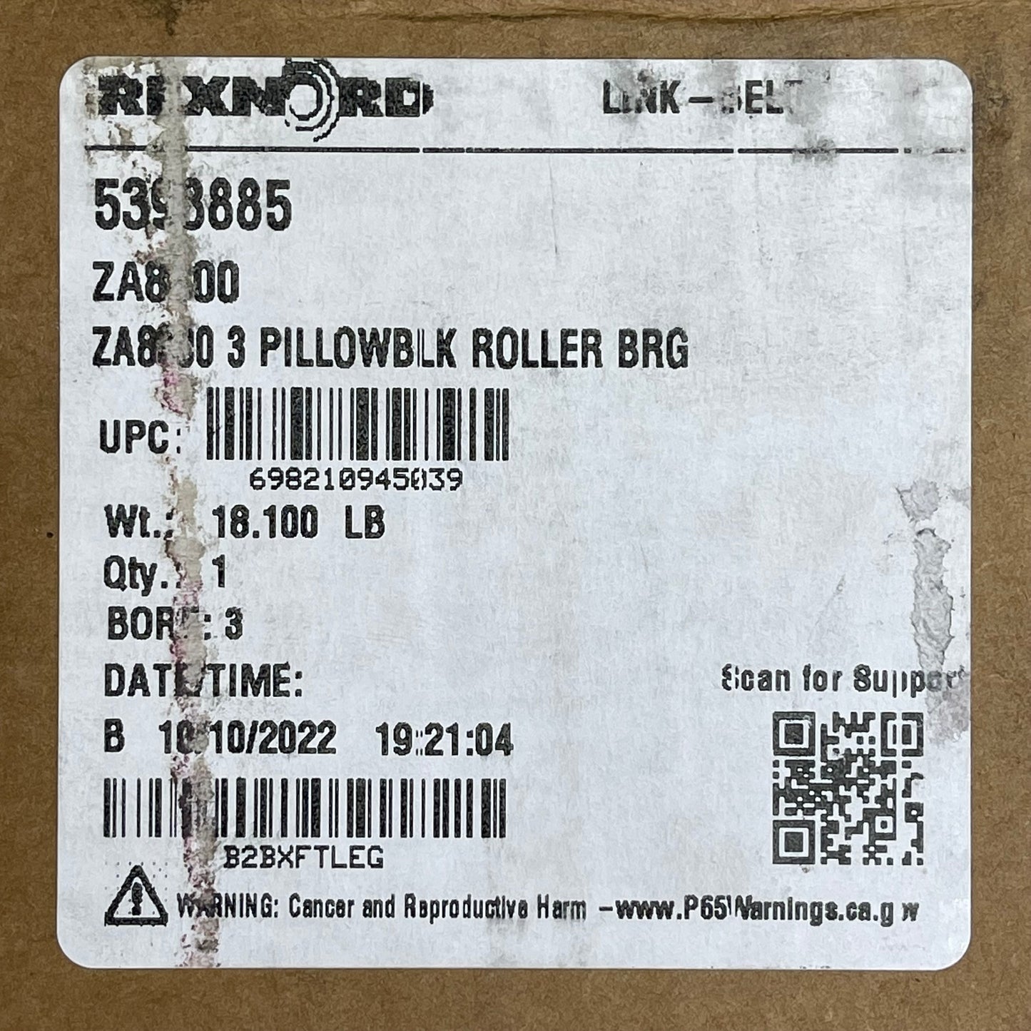 REXNORD Pillow Block Roller Bearing 3" Bore Diameter Cast Iron ZA8300