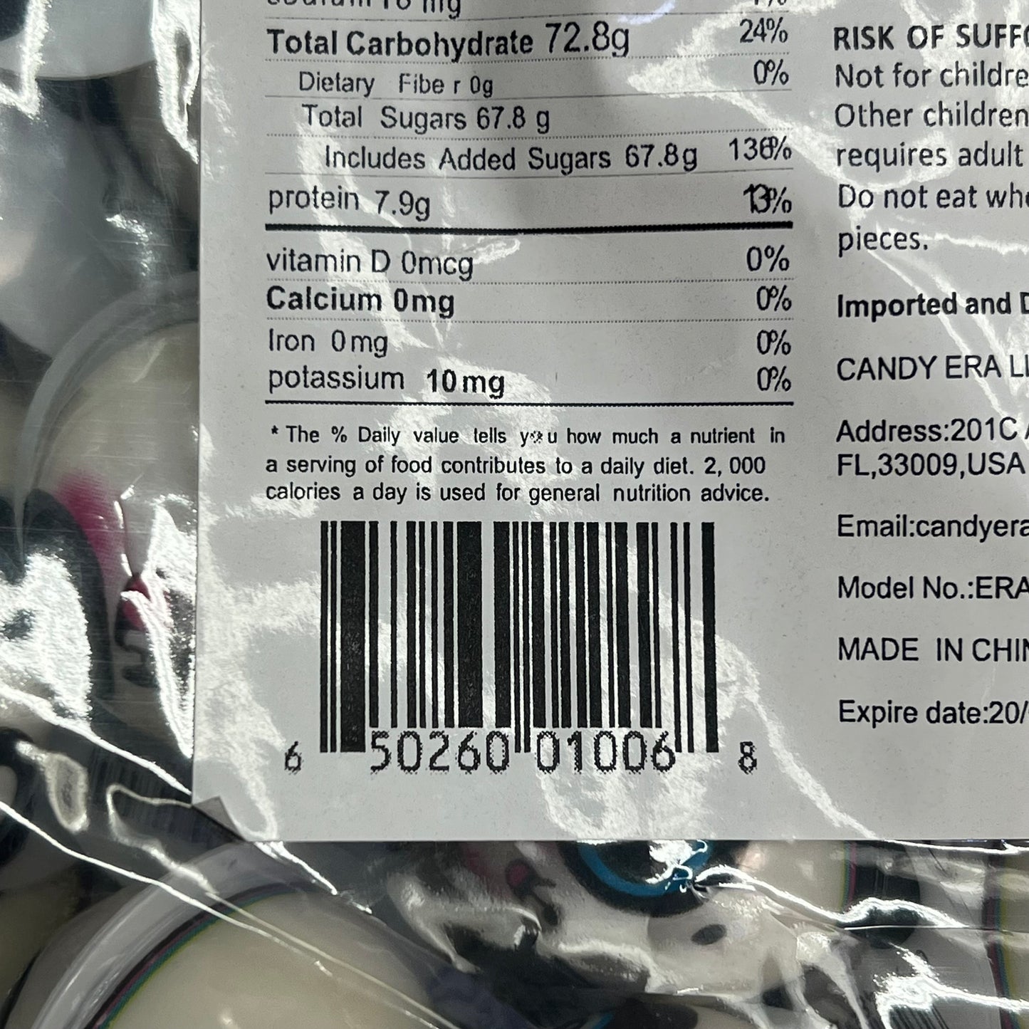 DEER DADA (5 LBS BAG) Individually Wrapped Filled Panda 3D Gummy's White BB 05/26