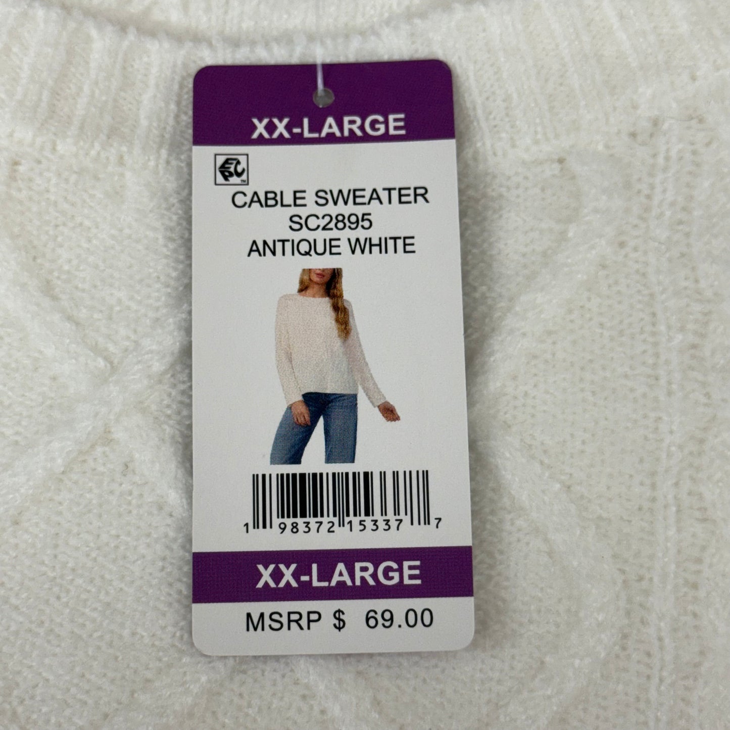 VINCE CAMUTO Cable Knit Sweater Women's Sz-XXL Antique White SC2895