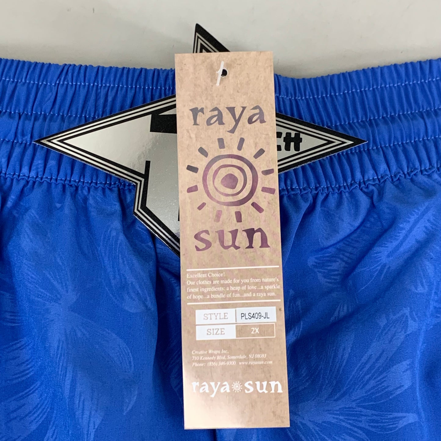 RAYA SUN Stretch Swim Style Shorts W/ Flower Design Women's 2X Blue/Gray