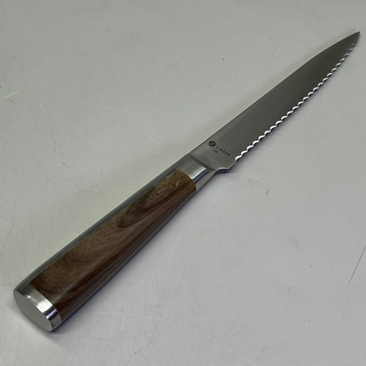LIBBEY (12 PACK) 1/4" Serrated Frontier Steak Knife W/ Brown Handle Grey 201-2832