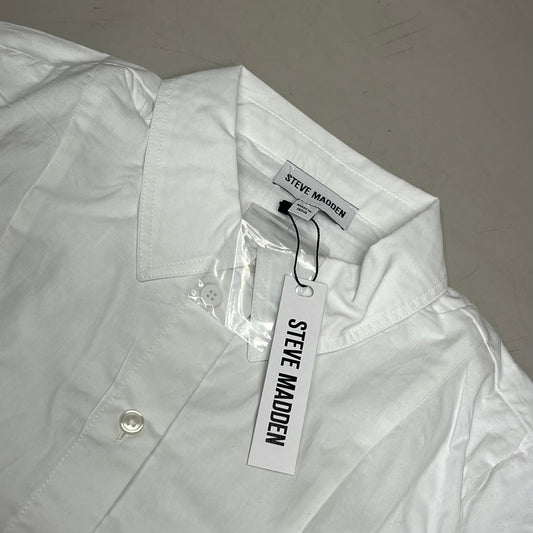 STEVE MADDEN Fit & Flare Shirt Dress Long Sleeve Button Cuff Women's Sz L Cloud