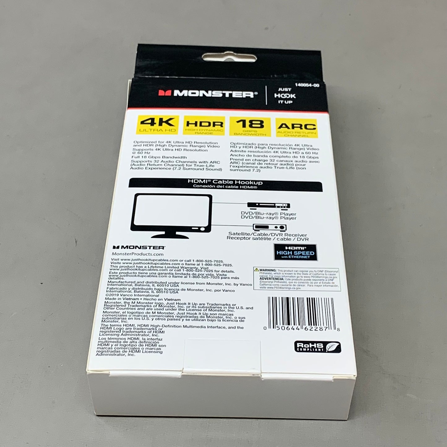 MONSTER (2 Pack) 4K Ultra HDMI Cables w/ Ethernet 3ft,6ft Black 140054-00, 140053-00