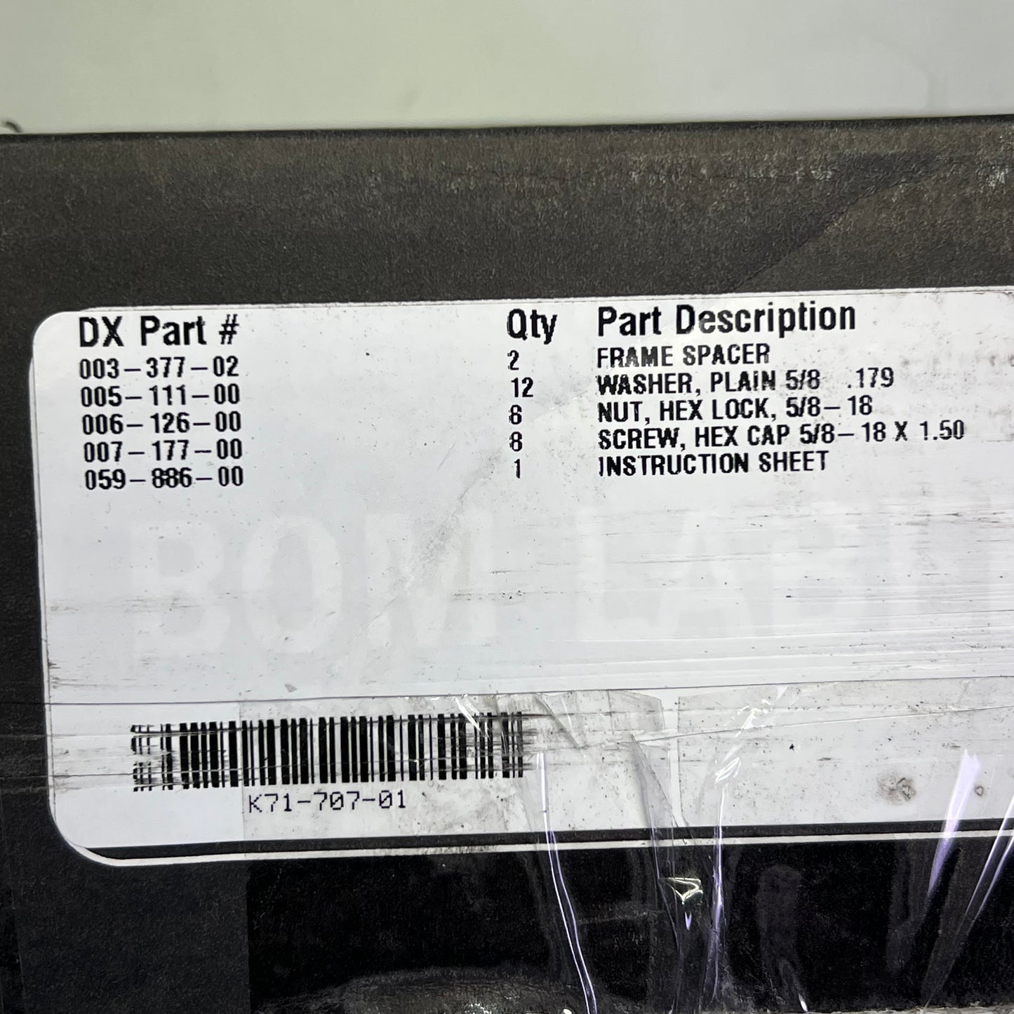 DEXTER Frame Spacer Kit W/ Hardware For #10 2.63" Tall For One Axle K71-707-01