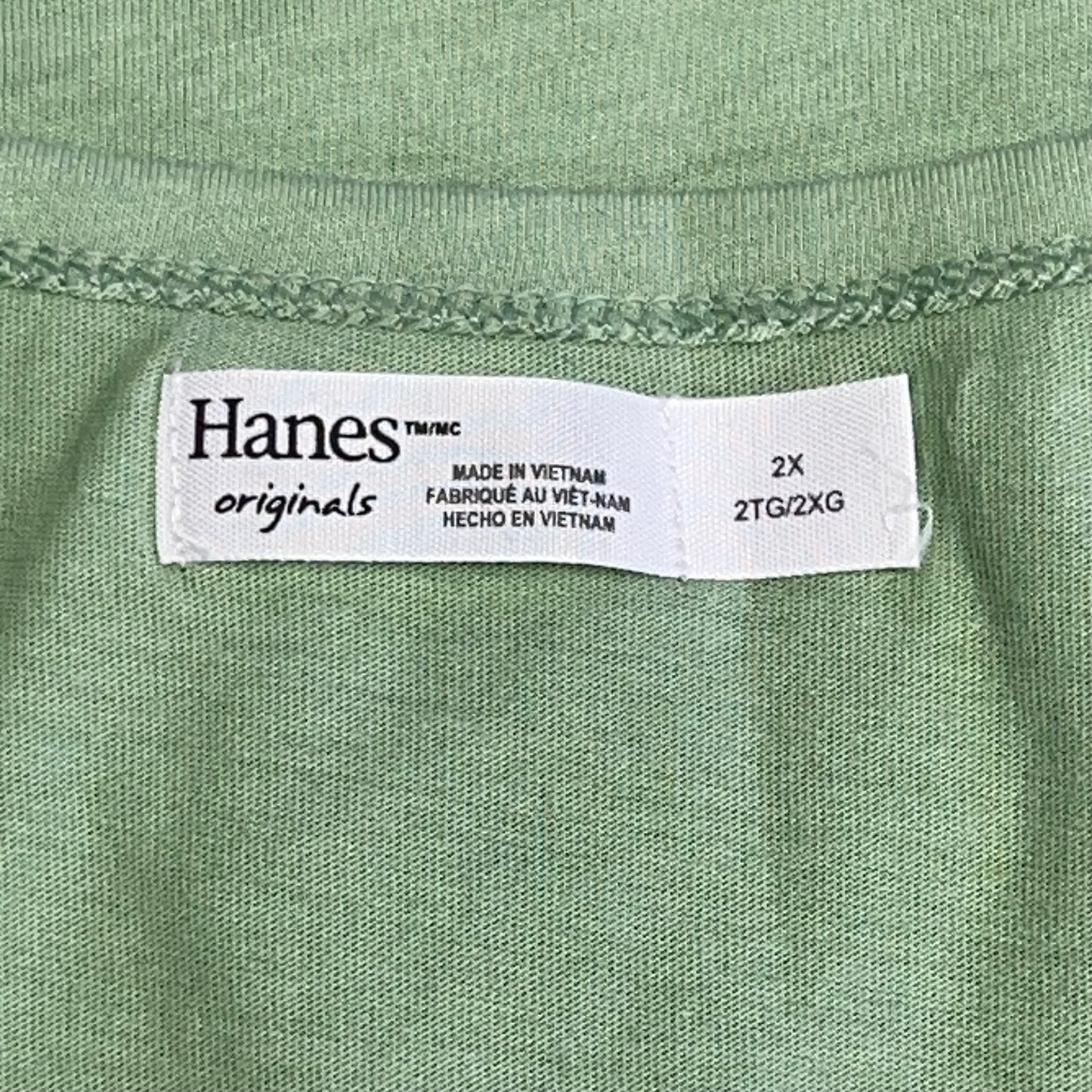 HANES Originals V Neck Tee Shirt W/ Chest Pocket Women's Sz 2X Butter Mint