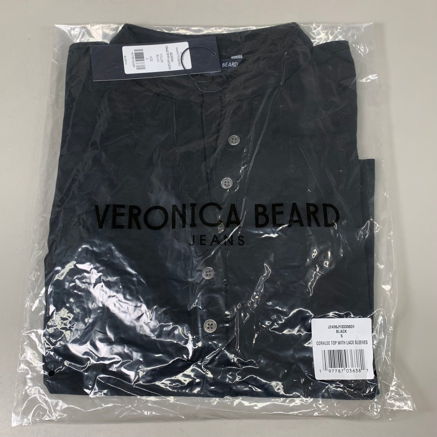 VERONICA BEARD Jeans Women's Coralee Top Lace Sleeves Sz-S Black J2406JY0330831