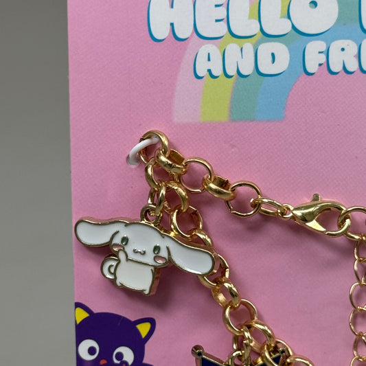 SANRIO Hello Kitty & Friends Charm Bracelet Gold-Tone Lobster Clamp Zinc 7" L