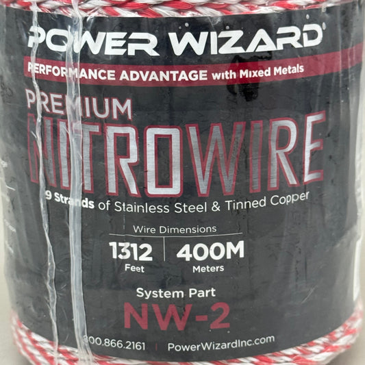 POWER WIZARD Nitro Wire Premium Stranded, Copper/SS Conductor Red/White 1312'
