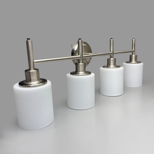 DESIGNHOUSE Aubrey Collection 4 Light Vanity Fixture Satin Nickel Frosted Glass 556217