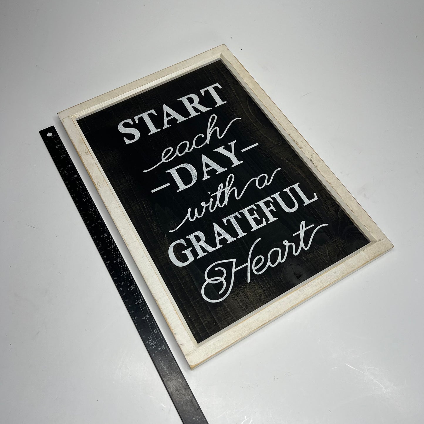 STUPELL Wooden Framed Quote "Start Each Day with a Grateful Heart" 20"x14"
