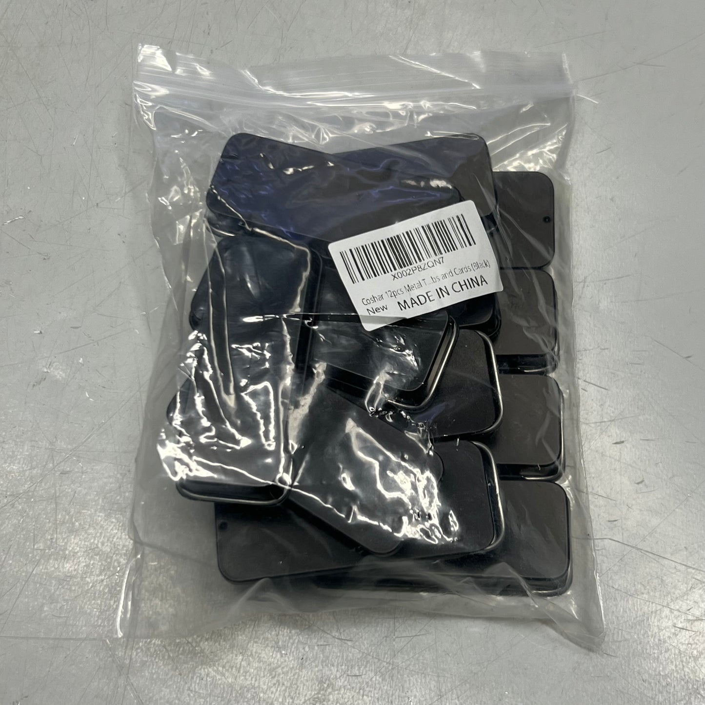 COSHAR (12 PACK) Metal Rectangular Sliding Lid Tin Boxes Black X002P8ZQN7