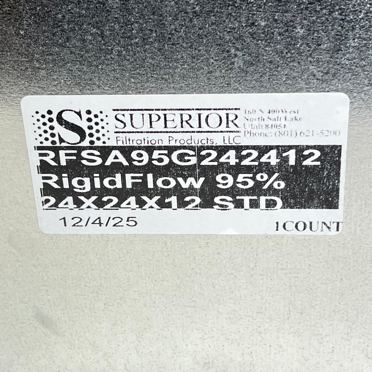 RIGID FLOW Single Header Box Filter Deep "v" Pleats 95% 24x24x12 RFSA95G242412