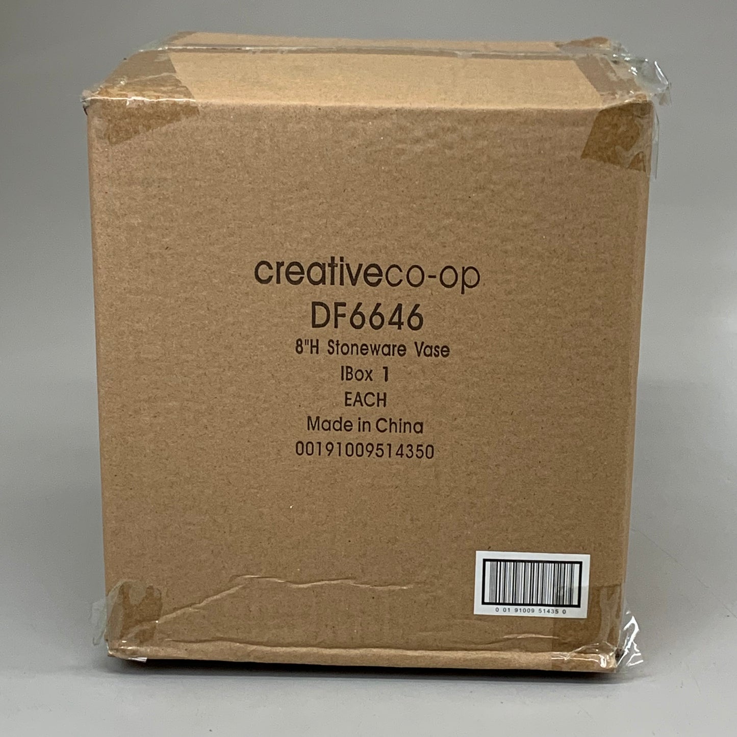 CREATIVE CO-OP Stoneware Vase W/ Wax Relief Dots 7"x7"X8" Black & Cream DF6646