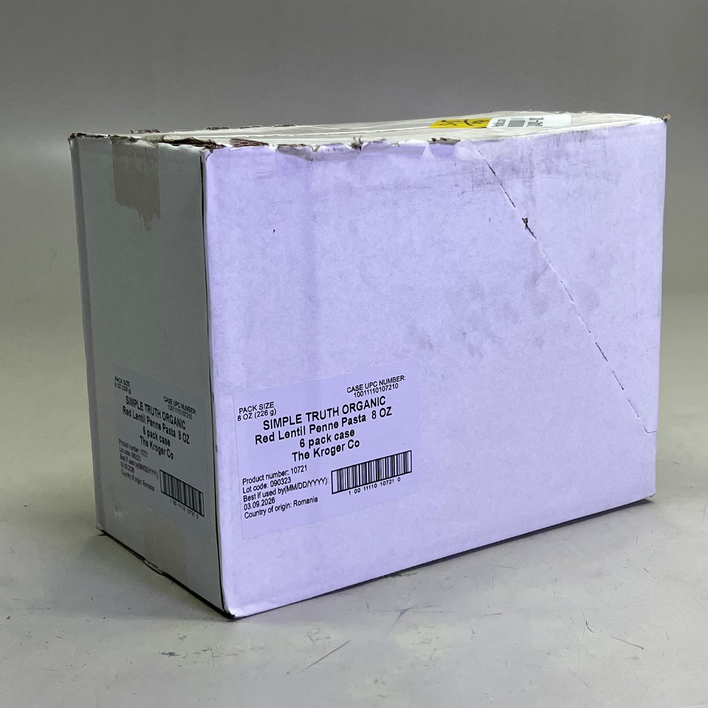 SIMPLE TRUTH ORGANIC (6 PACK) Red Lentil Penne Pasta 8 oz Red BB 03/26