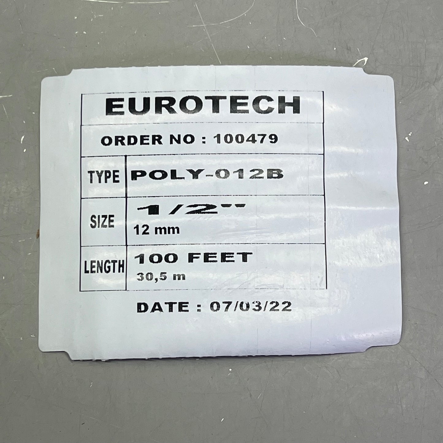 EUROTECH Braided Nylon Vinyl Tubing HVAC Applications 1/2" 100' Clear 100479