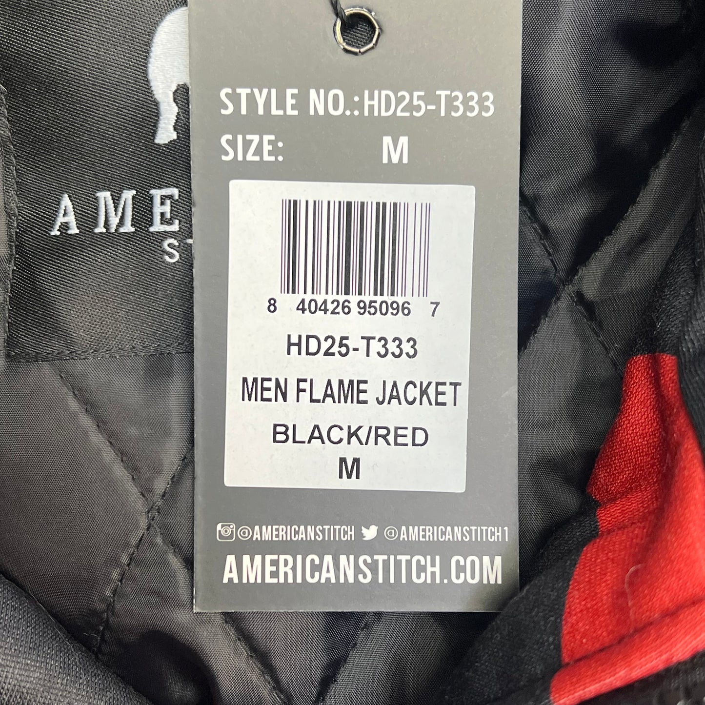 AMERICAN STITCH Flame Coat Jacket Full Zip Men's Sz M Black/Red HD25-T333