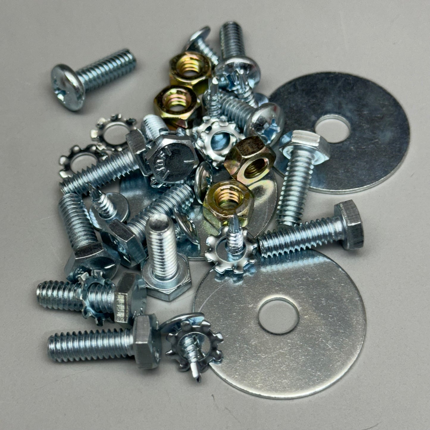 Nuts, Washers & Bolts, Gray Color 1 Pack Assorted