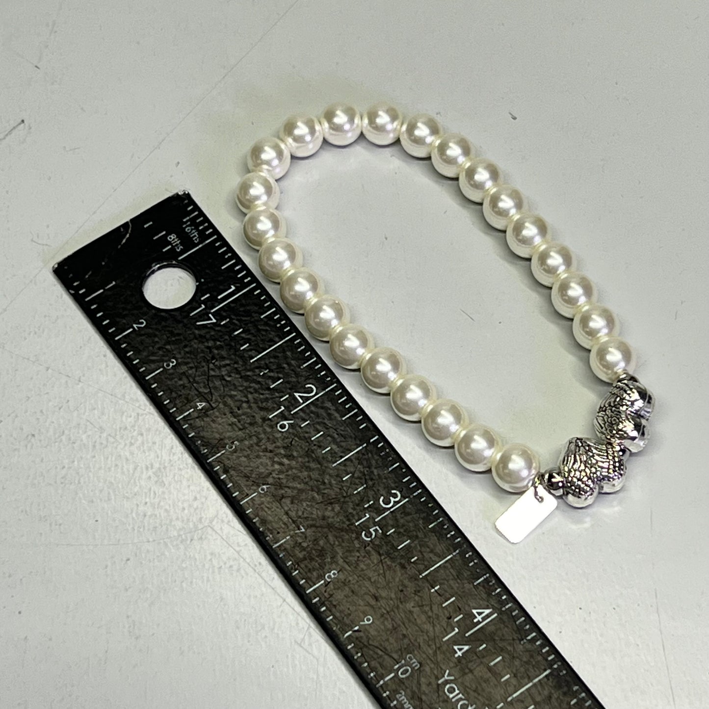 VALERIE (3 PACK) Faithful Angel Wing Heart & Pearl Friendship Bracelets Sz L White