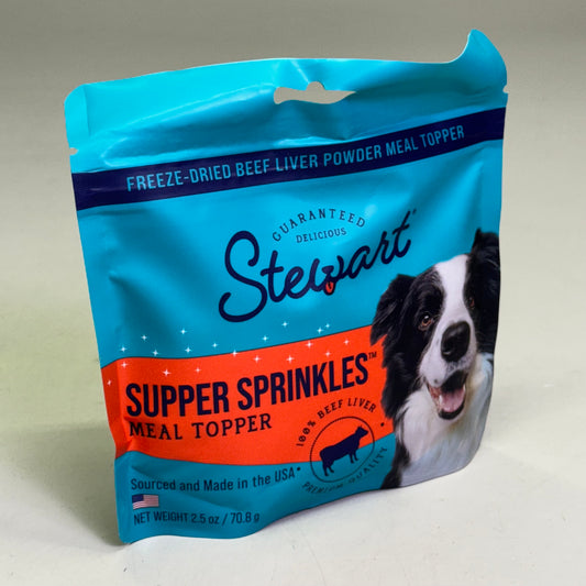 STEWART (12 PACK) Supper Sprinkles Beef Liver Meal Topper 2.5 oz BB 10/25