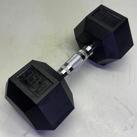 TITAN FITNESS (2 PACK) Black Rubber Coated Hex Dumbbell Single 35lb HEXDBB_35