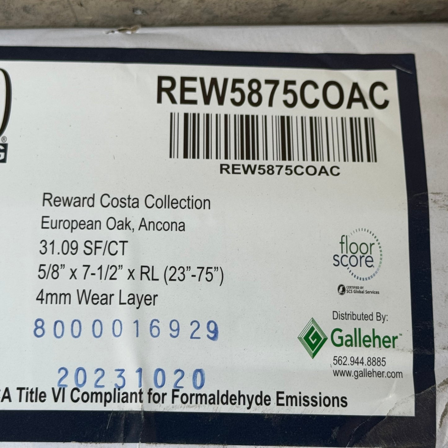 REWARD FLOORING Hardwood Flooring 31.09Sf/CT Sz 5/8” x 7-1/2” x Rl (23”-75”)