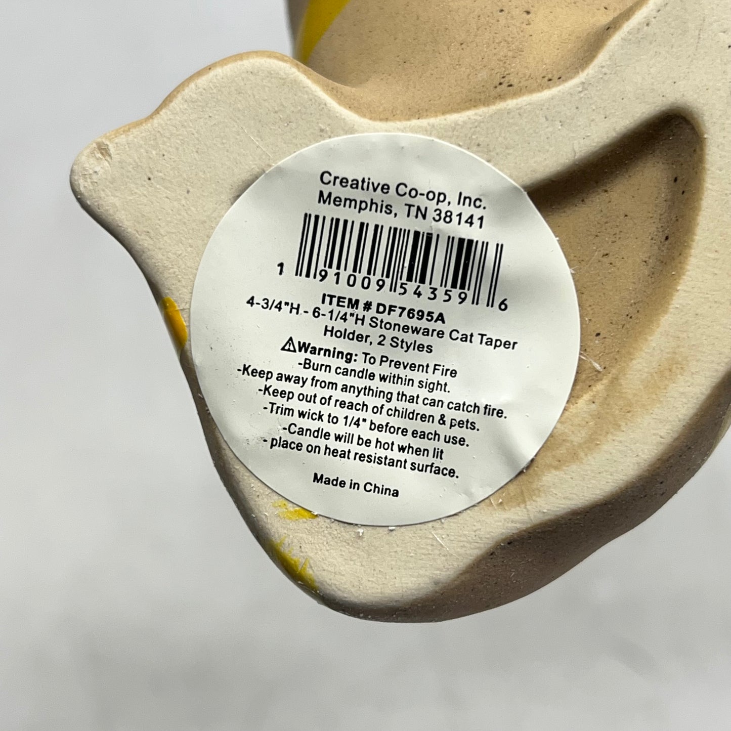 CREATIVE CO OP (2 PACK) Hand Painted Stoneware Cat Taper Holder 6-1/4"H DF769|5A