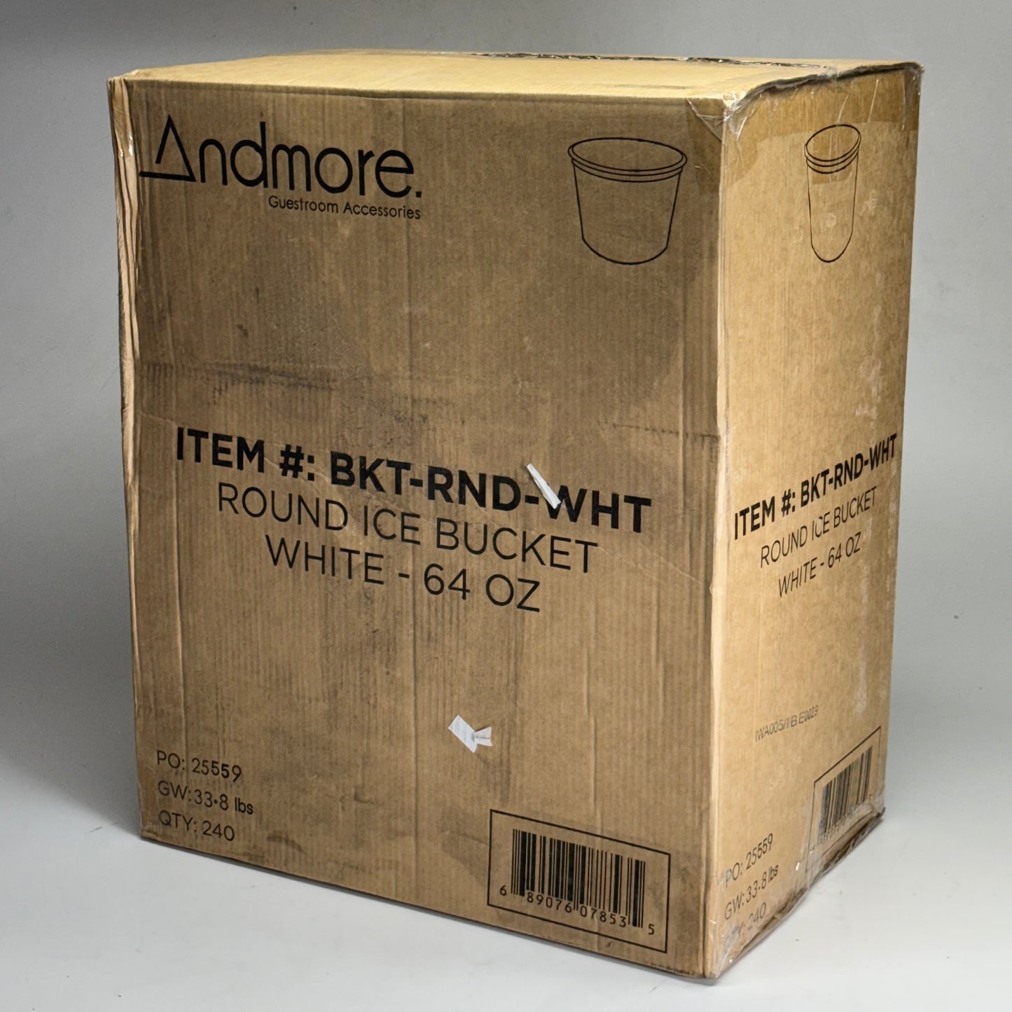 ANDMORE (240 PACK) 64 oz Round Ice Bucket - White BKT-RND-WHT