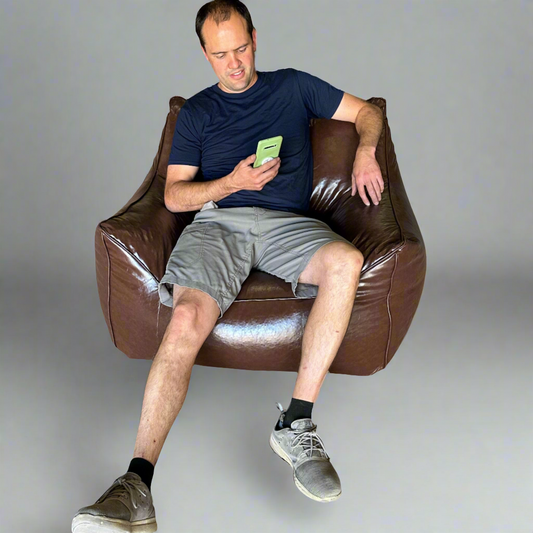 ZA@ SXB Faux Leather Bean Bag Chair Cyan Retro Brown (New)