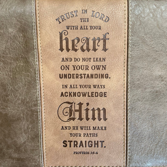 CHRISTIAN ART GIFTS Proverbs 3:5 Faux Leather Bible Cover 7"x10" Brown BBL682