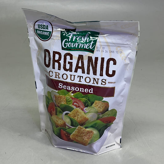 FRESH GOURMET (9 PACK) Organic Croutons Seasoned Salad Topping 4.5 oz BB 04/26