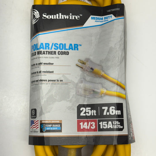 SOUTHWIRE Solar Cold Weather Cord 14/3 25 ft. 1487SW0002