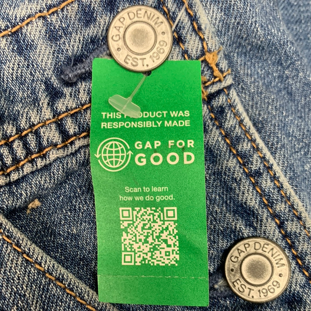 GAP Kids Loose Medium Wash Overalls Denim Blue Sz S 6/7 0001