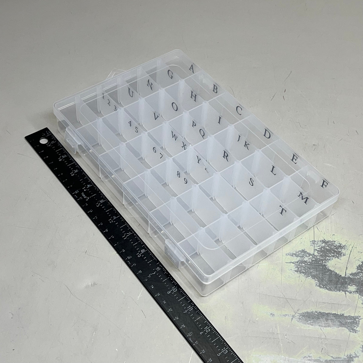 ZA@ Letter Plastic Organizer Divided Storage Case 36 Compartments Clear