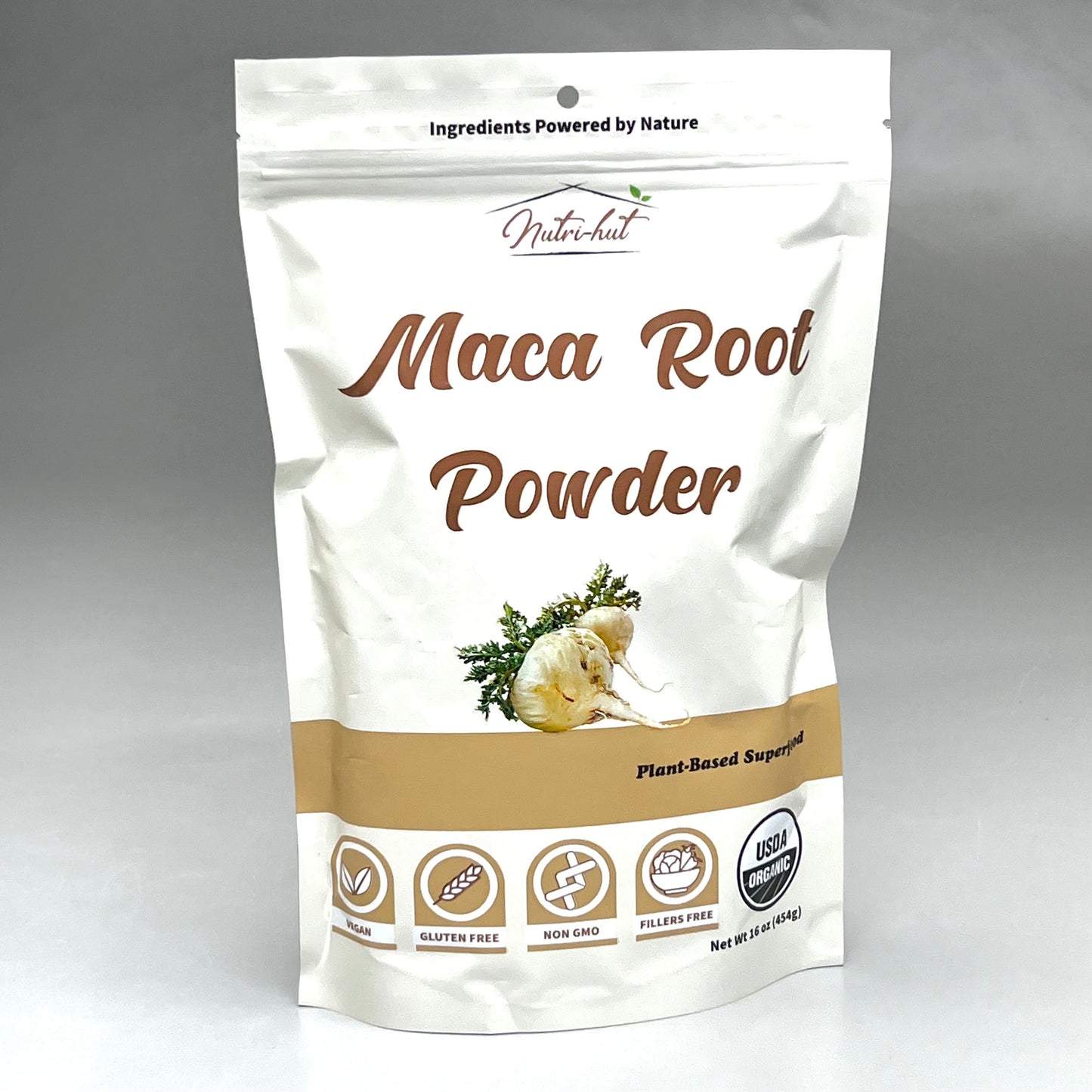 ZA@ NUTRI-HUT Organic Maca Root Powder 16 oz Vegan, Non-GMO, Gluten Free BB 07/25 C