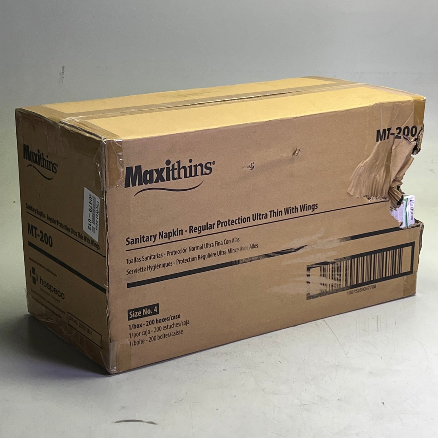 ZA@ HOSPECO (200 PACK) Maxi Thins Ultra Thin Regular Protection W/ Wings MT-200 (AS-IS, Some are Damage) A