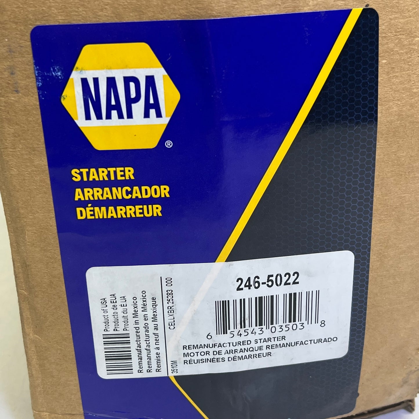 NAPA Remanufactured Starter W/ Solenoid Assembly Bolt-on Mounting 12V 2465022